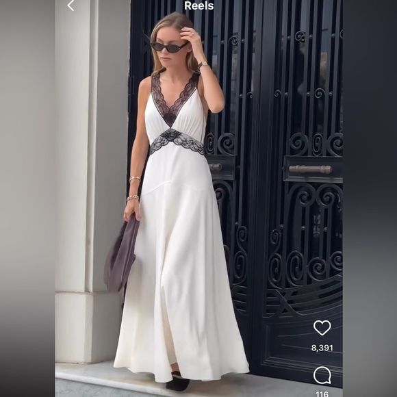 ME+EM Satin And Lace Full-Length Slip Dress - Picture 11 of 12